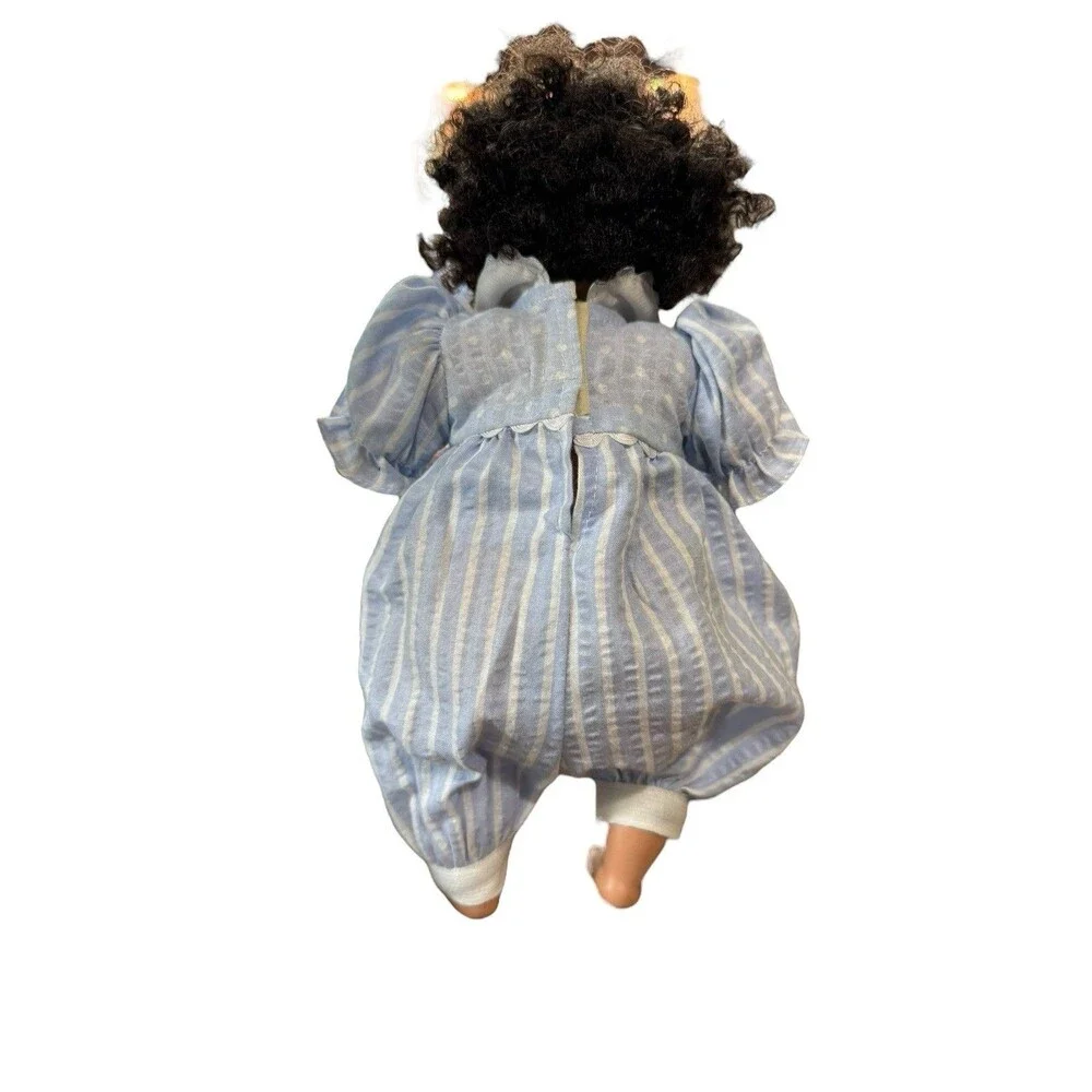 Pauline Bjonness-Jacobsen Doll Liza 11 "Soft Cloth, Blue White Romper Rare - Picture 3 of 7